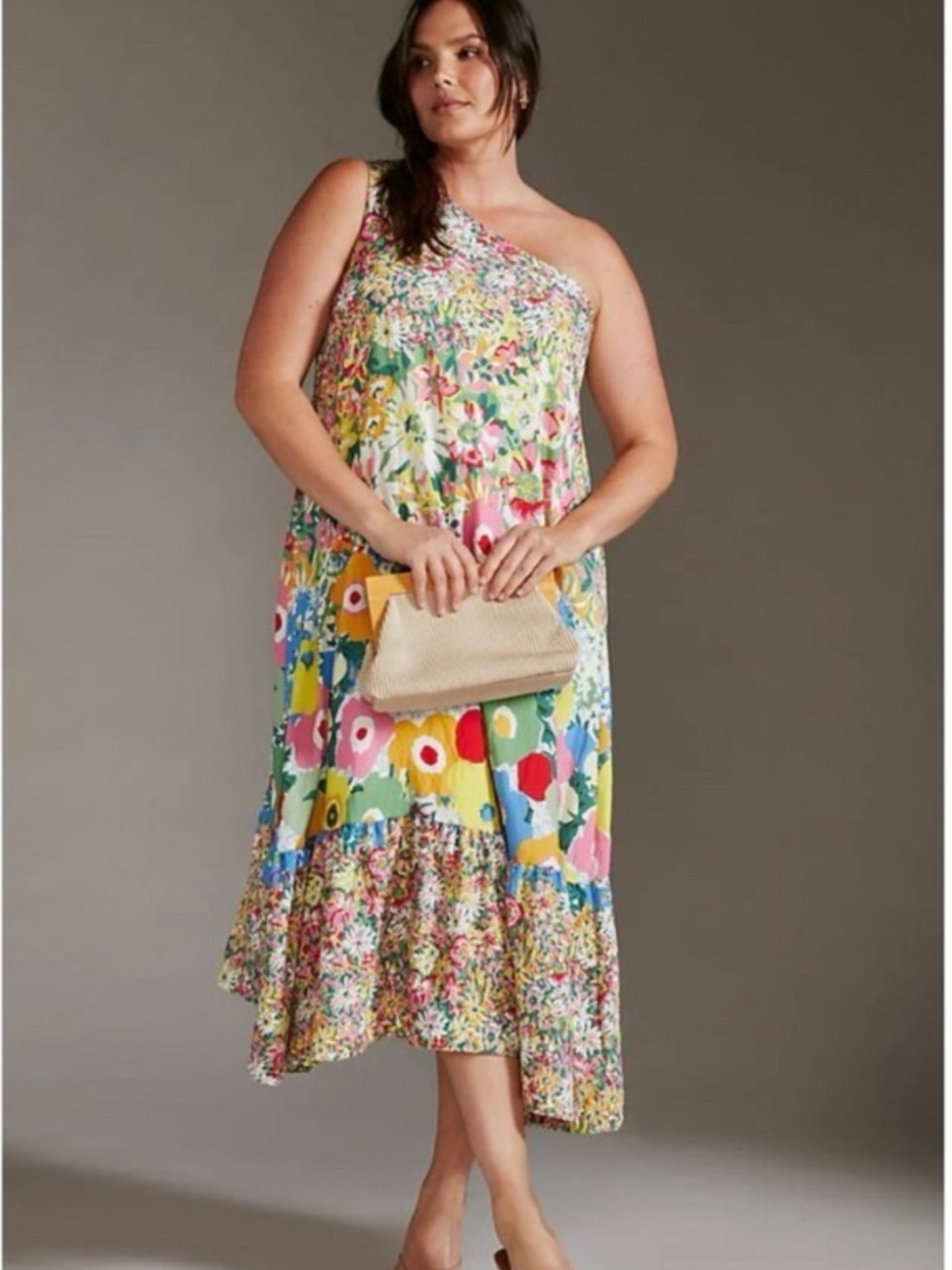 Sara Campbell for Anthropologie One Shoulder Floral Dress Size XXS